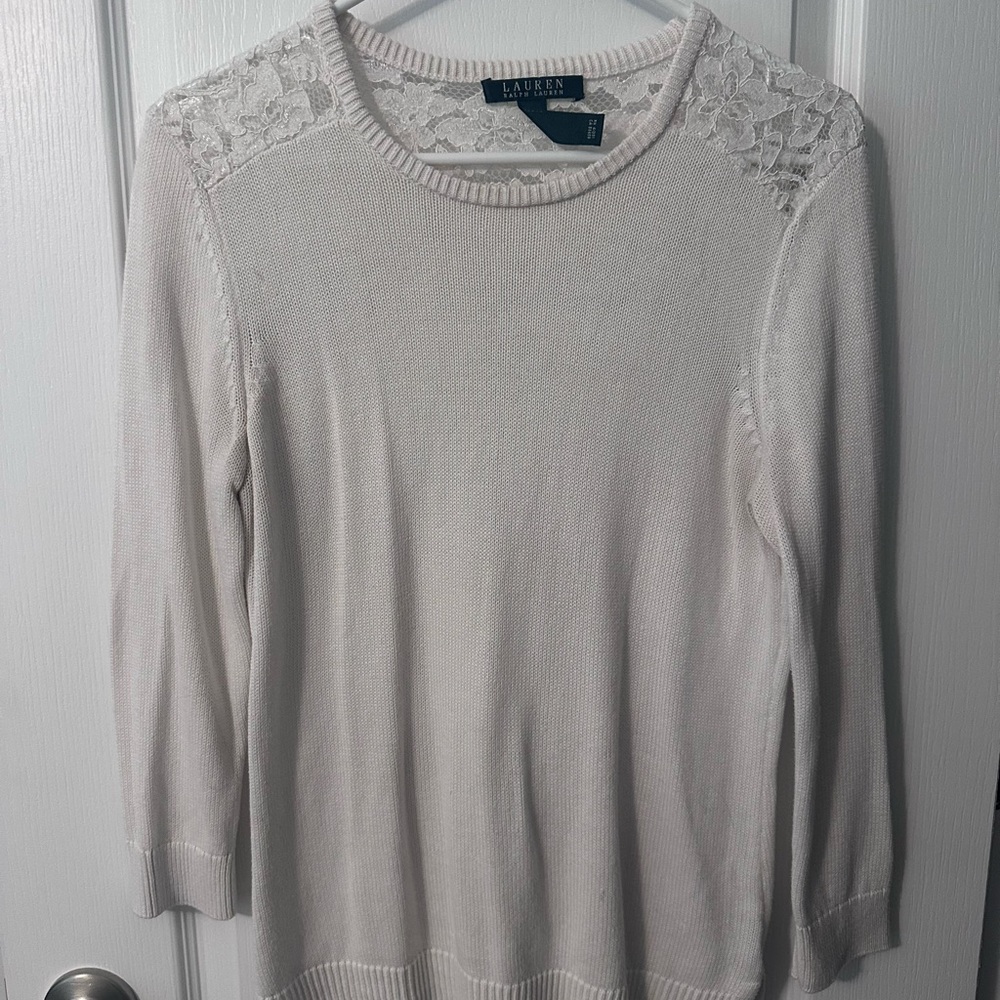 Ralph Lauren Cream Lace Knit Sweater
